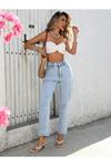 Kar yıkama yüksel bel yaz modası mom jean