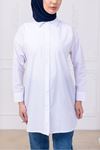 Oversize Uzun Basic Gömlek - Beyaz