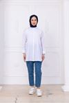 Oversize Uzun Basic Gömlek - Beyaz