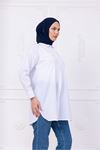 Oversize Uzun Basic Gömlek - Beyaz