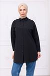 Oversize Uzun Basic Gömlek - Siyah