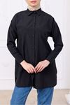 Oversize Uzun Basic Gömlek - Siyah