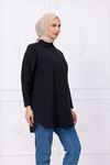 Oversize Uzun Basic Gömlek - Siyah