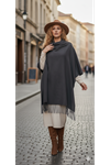 Katalya Noir Fringe Shawl Gri Püsküllü Şal 