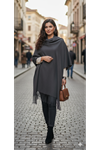 Katalya Noir Fringe Shawl Gri Püsküllü Şal 