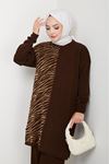 Zebra Desen Detaylı Triko Takım – Kahve