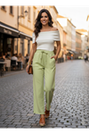 Yüksek Bel Lastikli Dokulu Jogger Pantolon – Yeşil