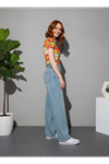 açık mavi yüksek bel baggy jean denim