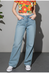 açık mavi yüksek bel baggy jean denim
