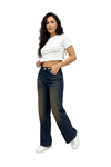 Palazzo pantolon Jean Dark Blue High Waist - mavi kahve