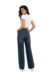 Palazzo pantolon Jean Dark Blue High Waist - mavi kahve