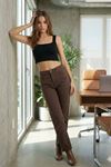 Soft Premium Straight Kadın Gabardin Pantolon-Acı kahve