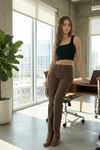Soft Premium Straight Kadın Gabardin Pantolon-Acı kahve
