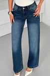 Kadın Yüksek Bel Wide Leg Denim Jean –Mavi 